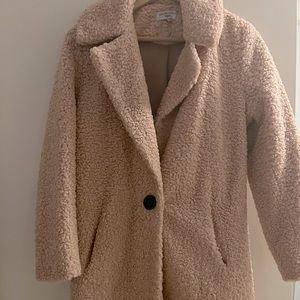 Pale pink teddy coat!